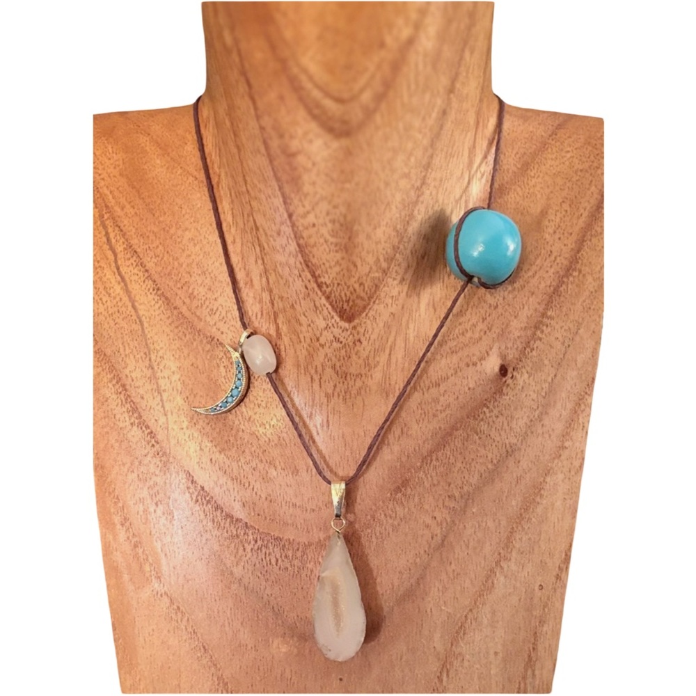 🍒NEW Cosmic Turquoise and Agate Charm Necklace by Loaded